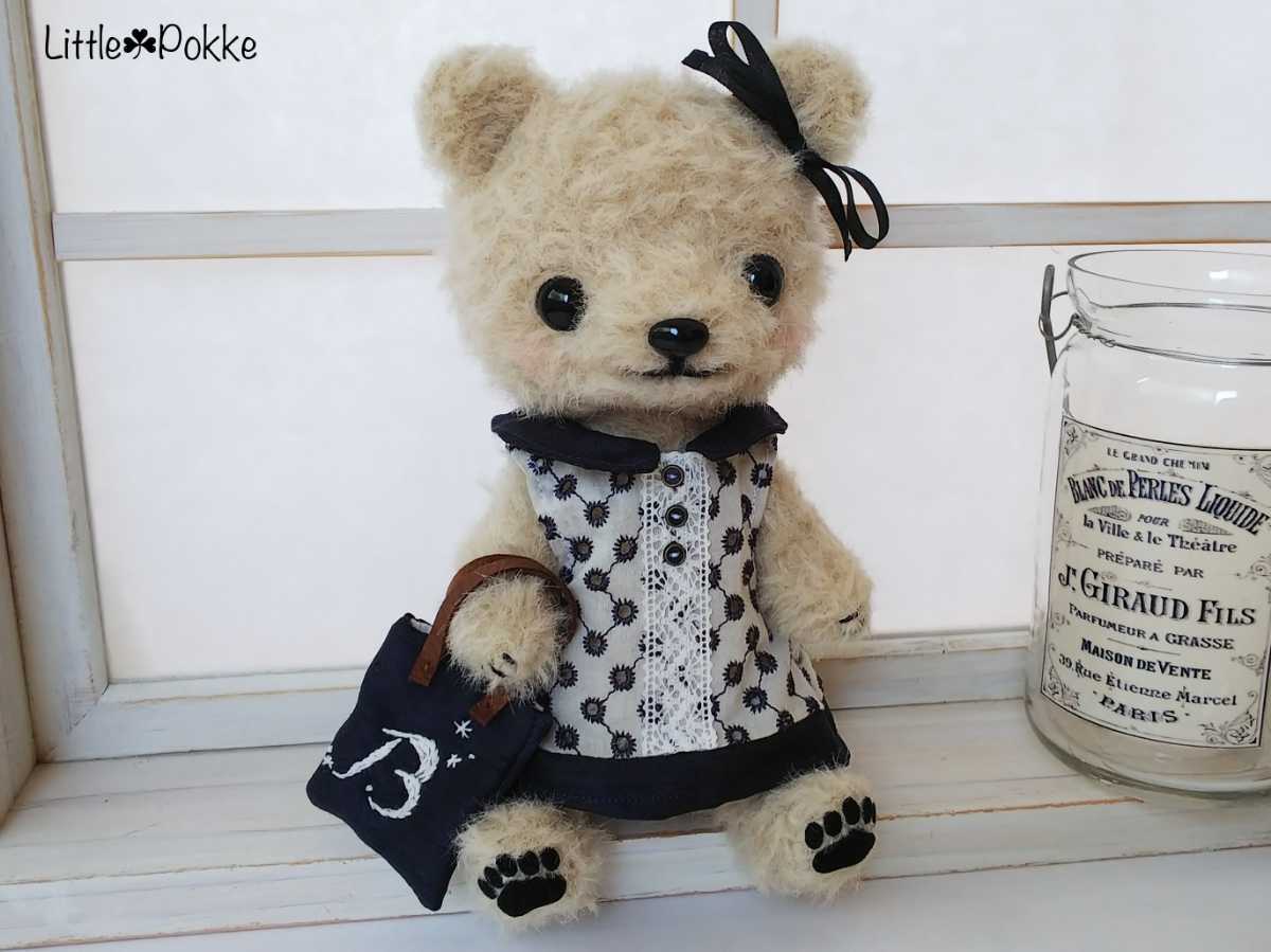 ぬいぐるみ Little Pokke ♪テディベア、くまぬいぐるみ、ワンピースハンドメイド