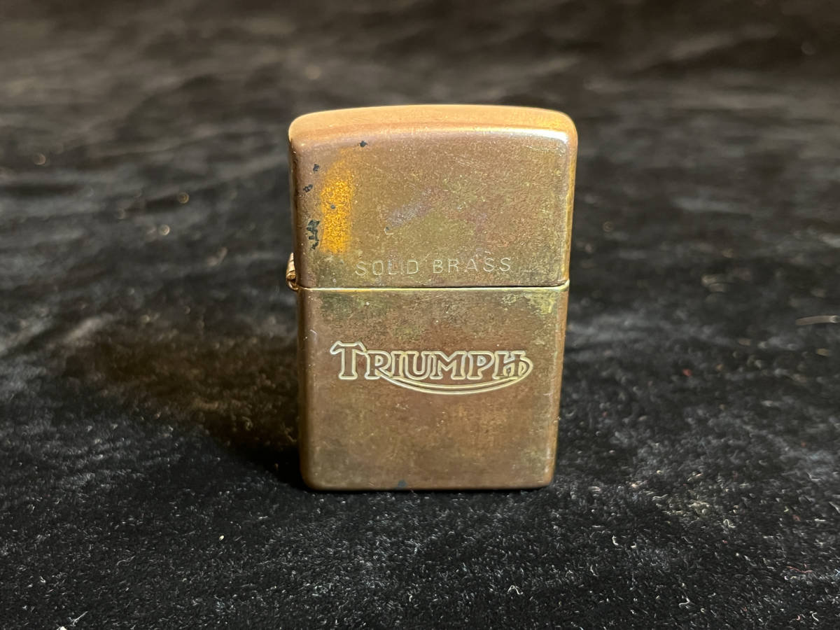 全国無料，全国無料，HOT ZIPPO ジッポー オイルライター TRIUMPH トライアンフ 英国 バイクメーカー SOLID BRASS 真鍮 1999年 ゴールド ヴィンテージ(Zippo)｜売買されたオークション情報、yahooの商品情報をアーカイブ公開 - Zippo