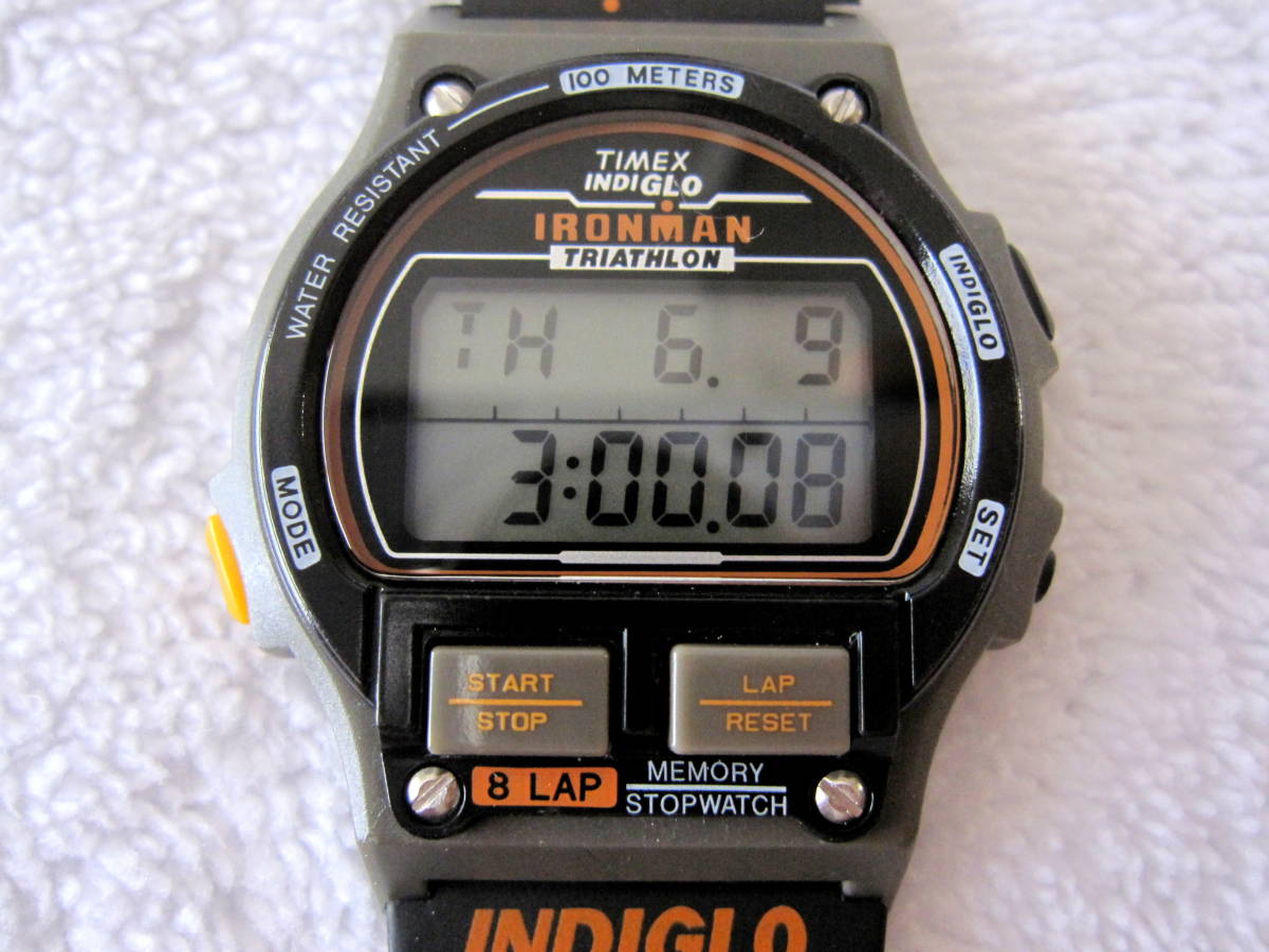TIMEX IRONMAN 1986 8LAP INDIGLO メンズ ウレタンバンド 黒 オレンジ 
