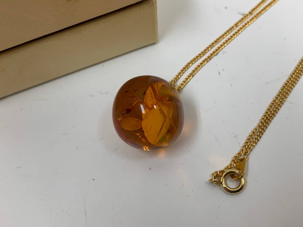 久慈琥珀 琥珀 アンバー ネックレス 留め具のみ K18 18金 丸玉  