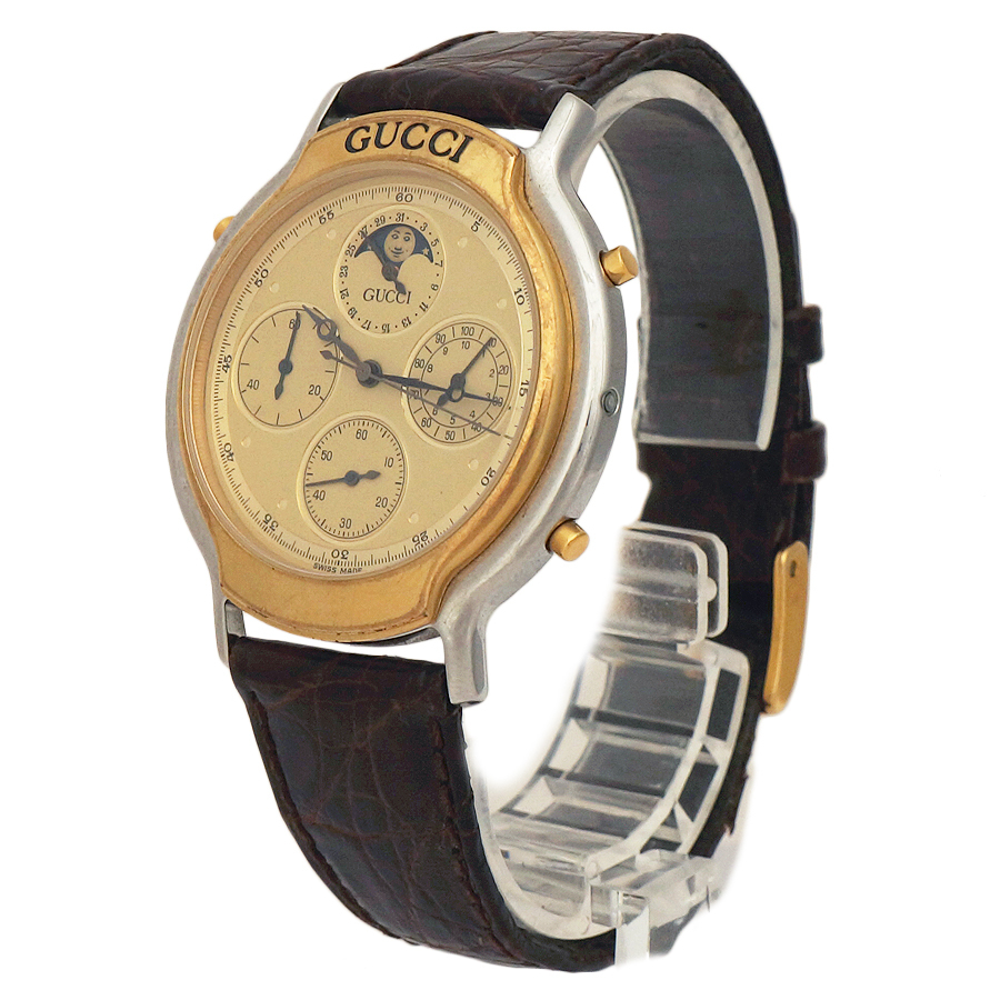 【ぶっさん】GUCCI（グッチ）腕時計 ムーンフェイズ クロノグラフ 1円▽中古 GUCCI グッチ メンズ腕時計 ムーンフェイズ クロノグラフ