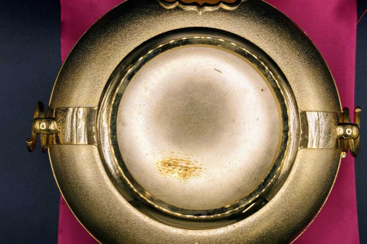 黄金茶釜招福24KGP（金メッキ 純銀プレート9g）天皇陛下御即位50年