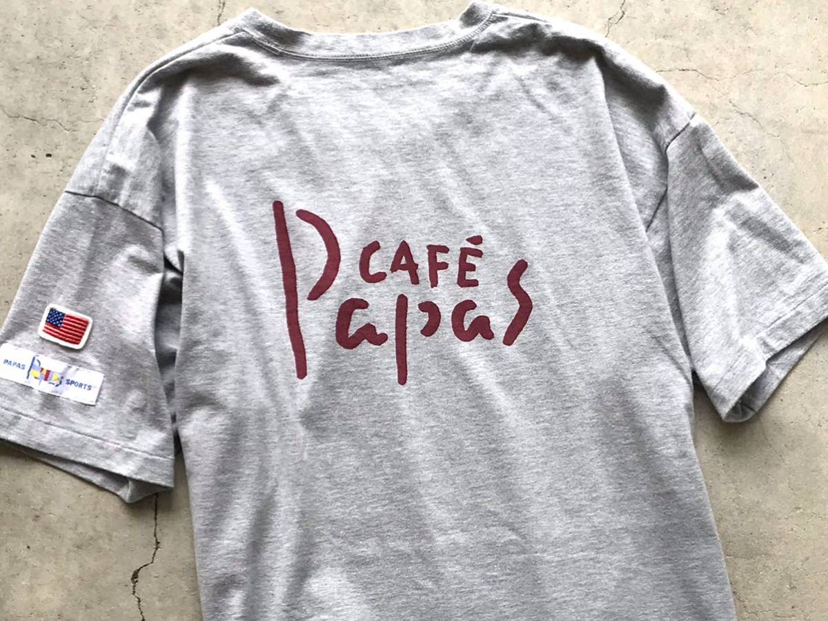 Papas Tシャツ M パパス メンズ 半袖 灰 グレー パパス Tシャツ グレー snc パパス(Papas) コットン混ロゴパッチヘンリーネックTシャツ