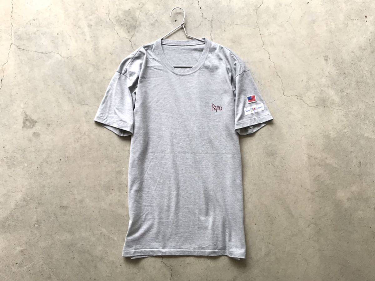 Papas Tシャツ M パパス メンズ 半袖 灰 グレー パパス Tシャツ グレー snc パパス(Papas) コットン混ロゴパッチヘンリーネックTシャツ