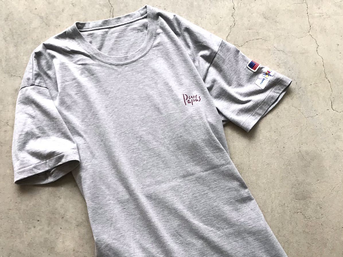 Papas Tシャツ M パパス メンズ 半袖 灰 グレー パパス Tシャツ グレー snc パパス(Papas) コットン混ロゴパッチヘンリーネックTシャツ
