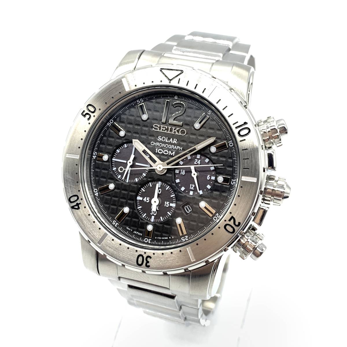 □【美品】SEIKO セイコー SSC223P1 ソーラー クロノグラフ 海外モデル