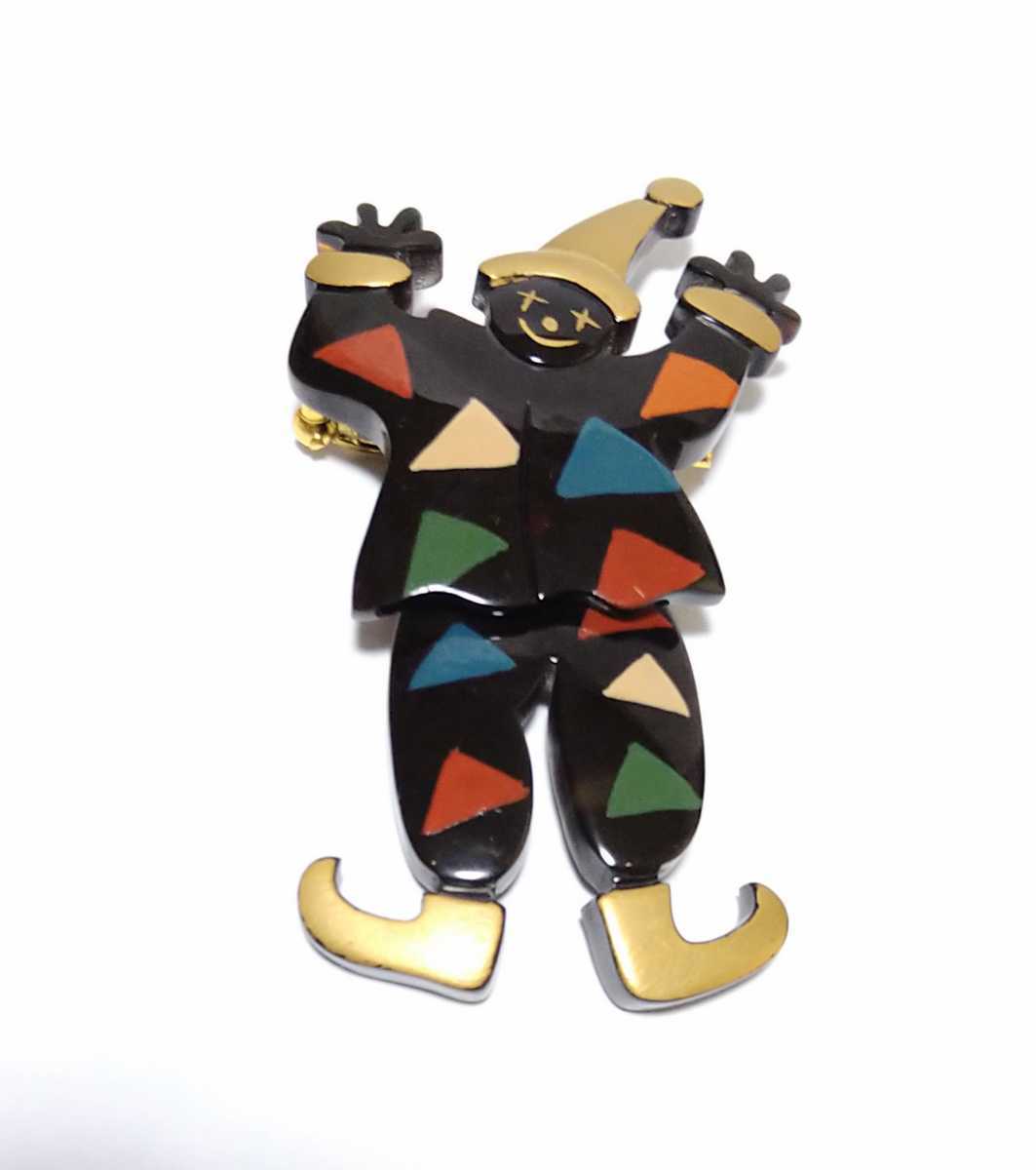 β 本鼈甲 漆塗 ピエロ 2way ブローチ β β 漆塗り ペンダントトップ