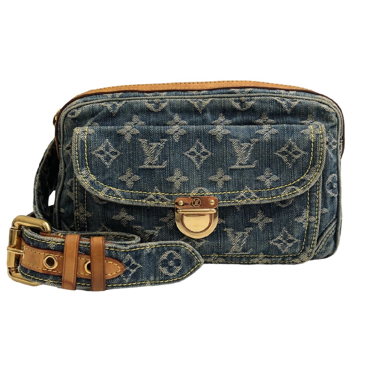 1円 LOUIS VUITTON ルイヴィトン モノグラムデニム バムバック 
