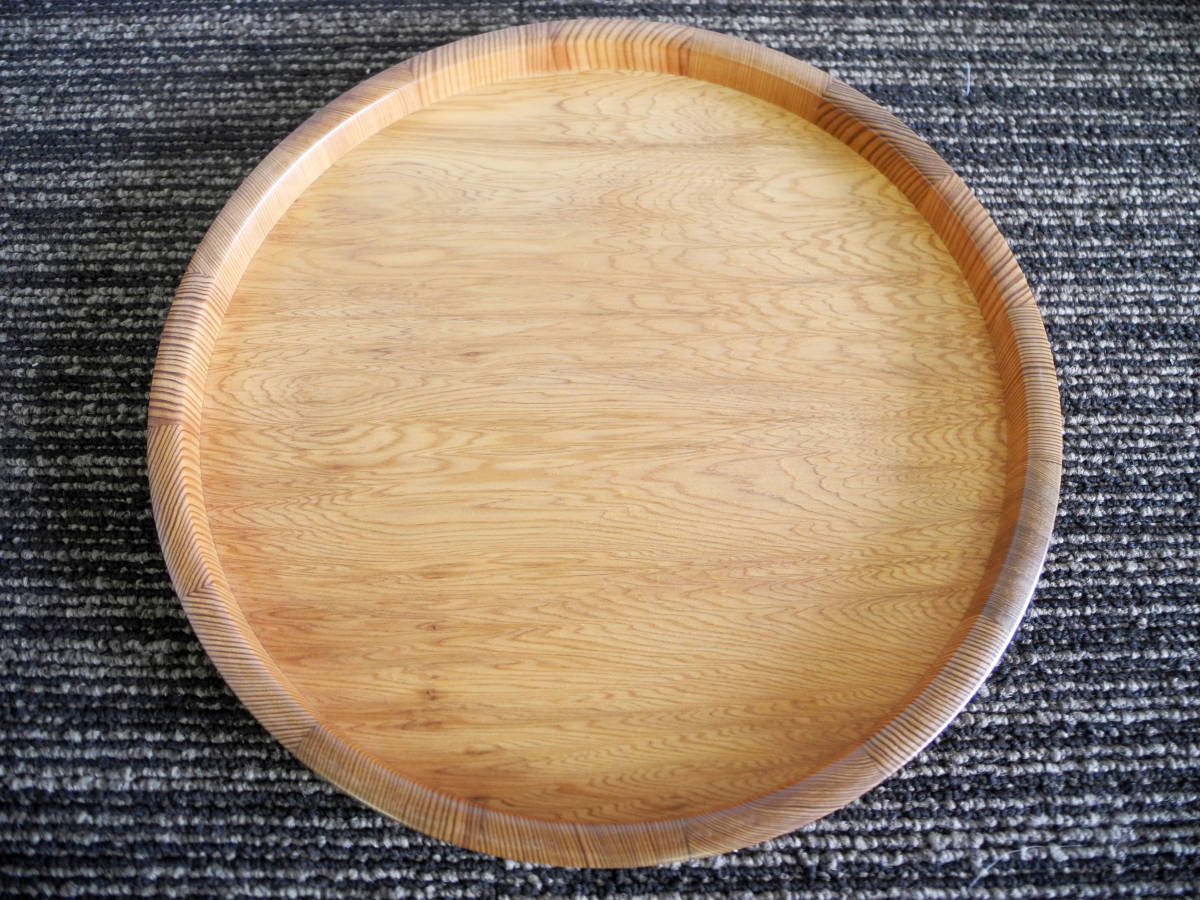 ○未使用 屋久杉 丸盆 共箱付 直径約30cm 屋久杉工芸品 美しい木目
