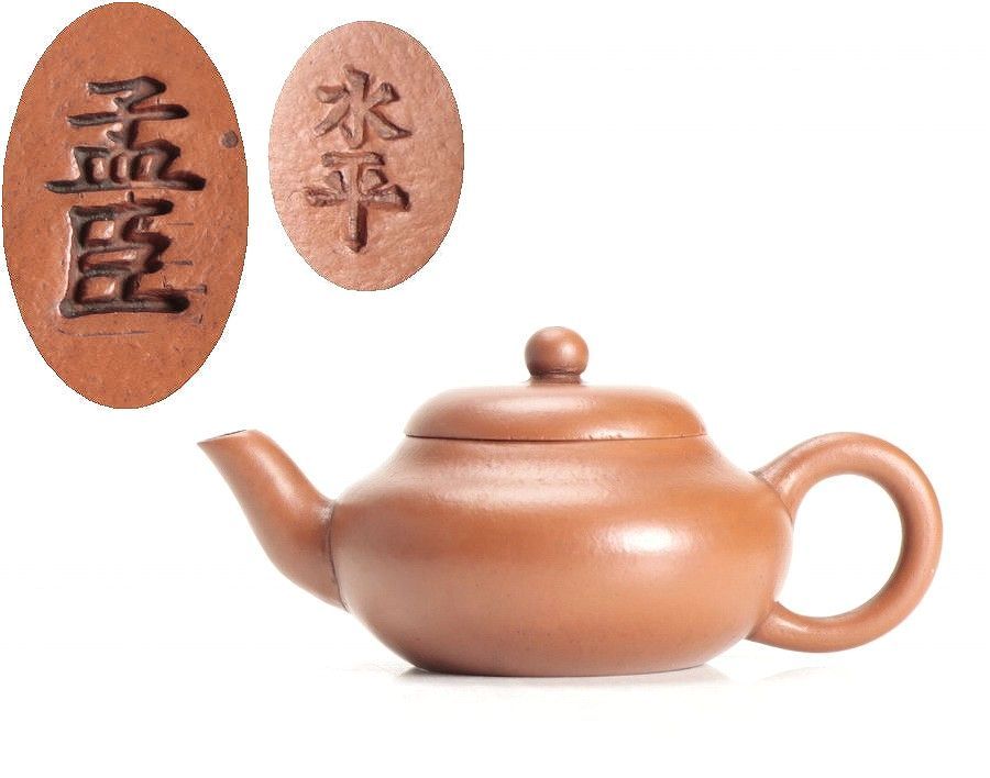 ザ*e様 孟臣製　紫砂　朱泥　小さな急須　中国　茶器 □中国美術 孟臣 水平款 朱泥急須 紫砂壷□ □中国美術孟臣水平款朱泥