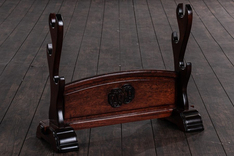 刀掛け　3本掛け　刀置き 鍔掛け 刀掛け 3本掛け 刀置き 鍔掛け 売り切り】『 刀掛台鍔文 三本掛 11293