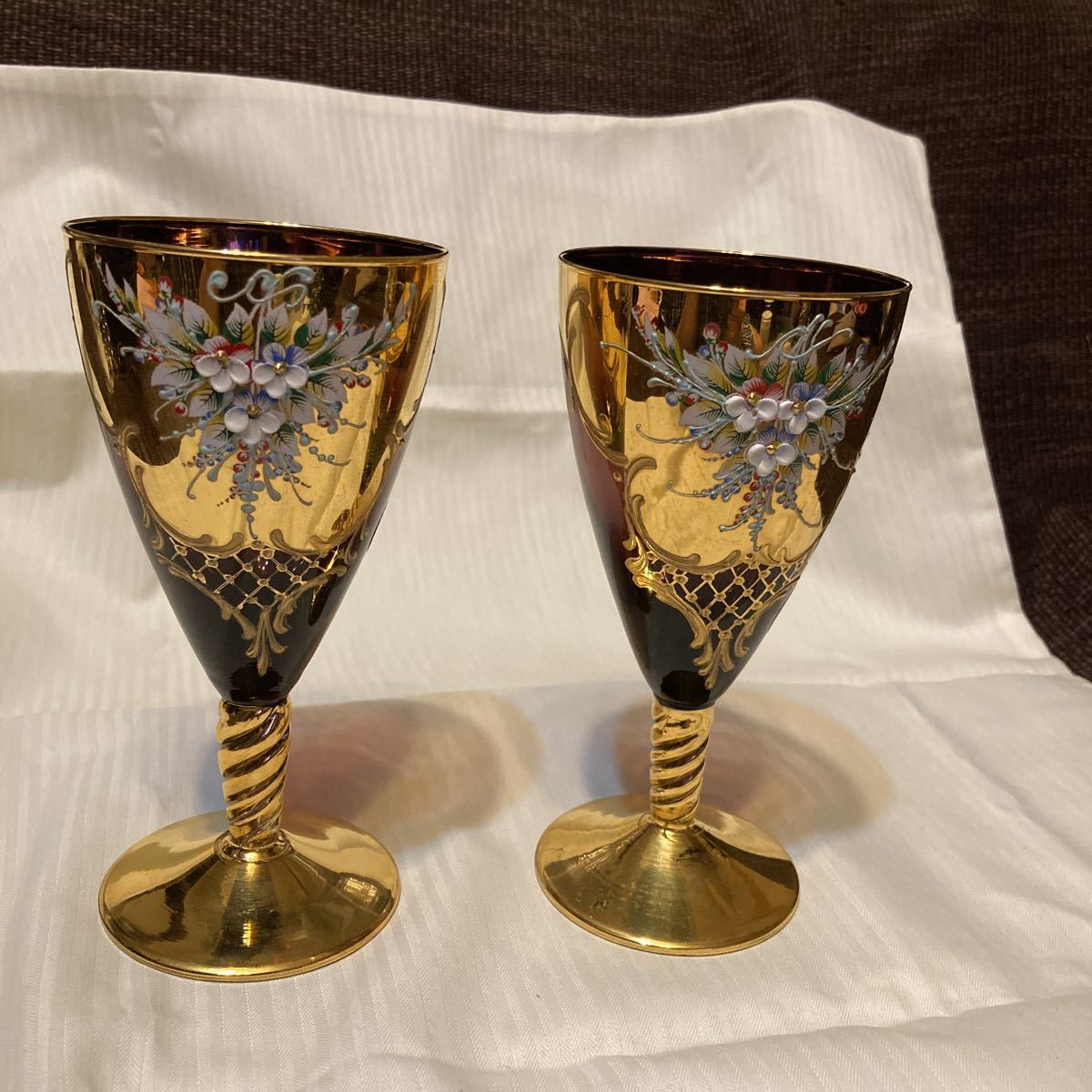 ベネチアングラス MURANO GLASS 24KT ペアグラス MADE IN ITALY ムラノ