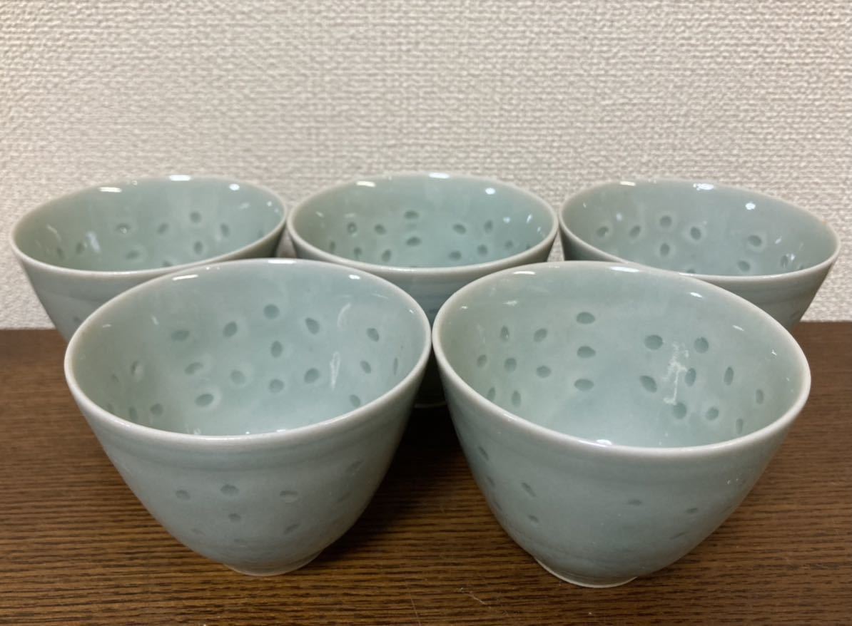 逸品 中国龍泉 青磁蛍手茶碗セット 水注 影青 青釉 青白磁 中国美術