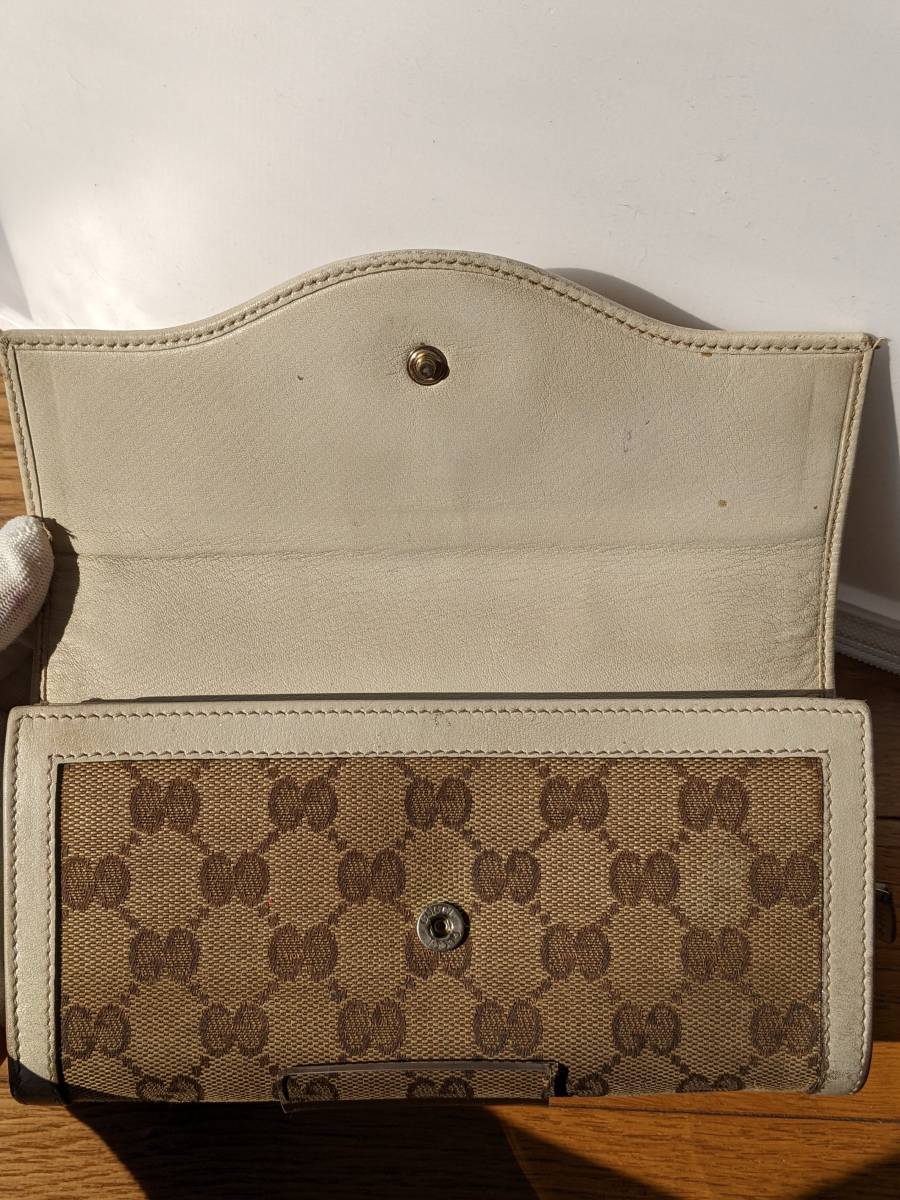 GUCCI グッチ ホワイト系 長財布 スーキー シマ GG インターロッキング 
