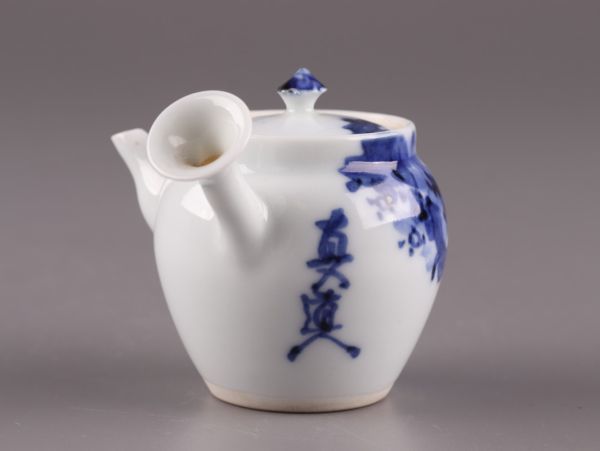 煎茶道具 染付 横手急須 時代物 急須 青華 煎茶碗 極上品 京焼