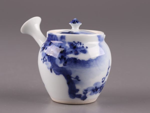 煎茶道具 染付 横手急須 時代物 急須 青華 煎茶碗 極上品 京焼
