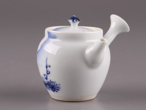 煎茶道具 染付 横手急須 時代物 急須 青華 煎茶碗 極上品 京焼
