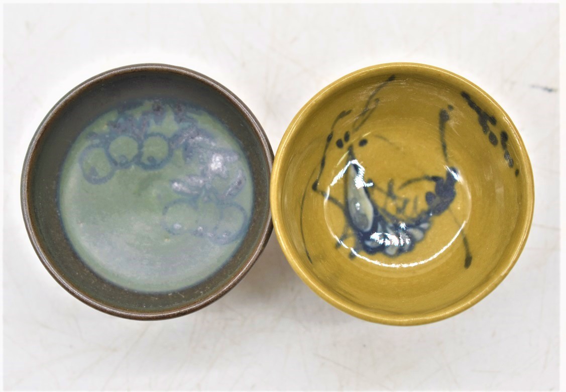 DH7-4【現状品】 佐渡 無名異焼 盃 酒器 形変わり盃5種 5客揃 お猪口 