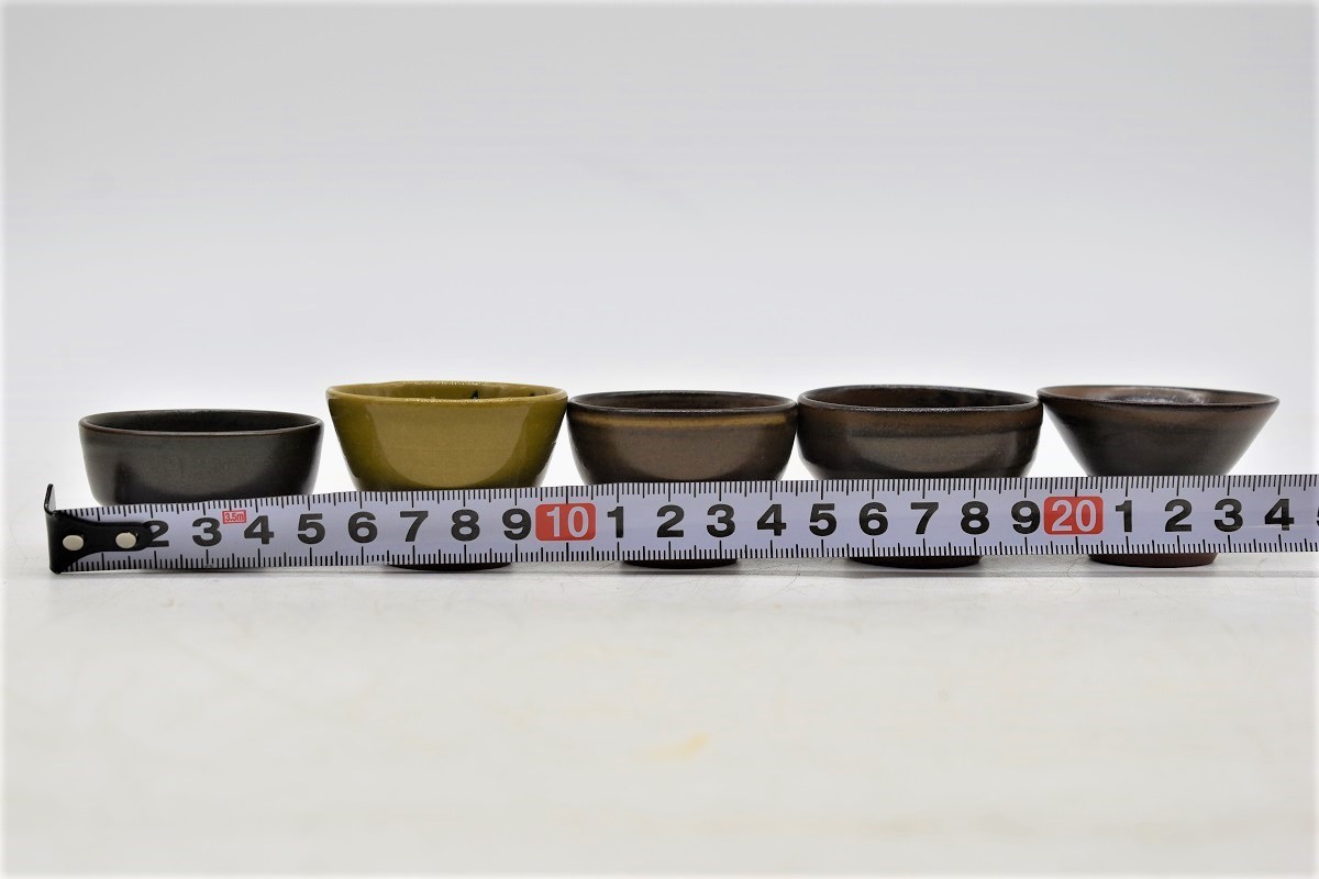 DH7-4【現状品】 佐渡 無名異焼 盃 酒器 形変わり盃5種 5客揃 お猪口 