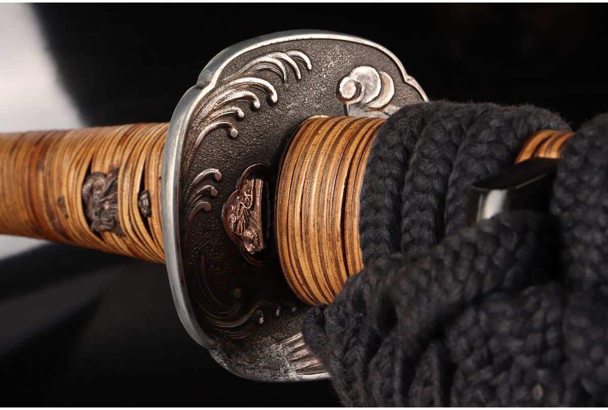 URA]刀剣美術/龍目貫縁頭富士昇龍図鍔大小拵模造刀・