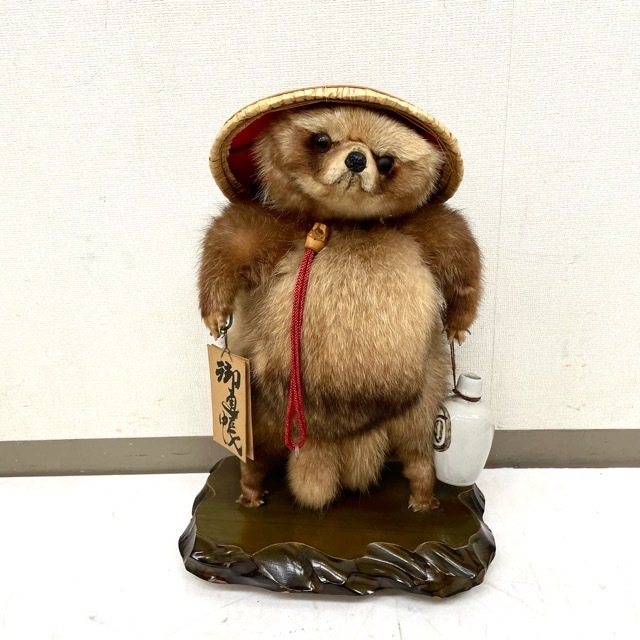 たぬき 剥製 高さ:約48.5㎝ 狸 置物 縁起物 商売繁盛 千客万来 骨董 