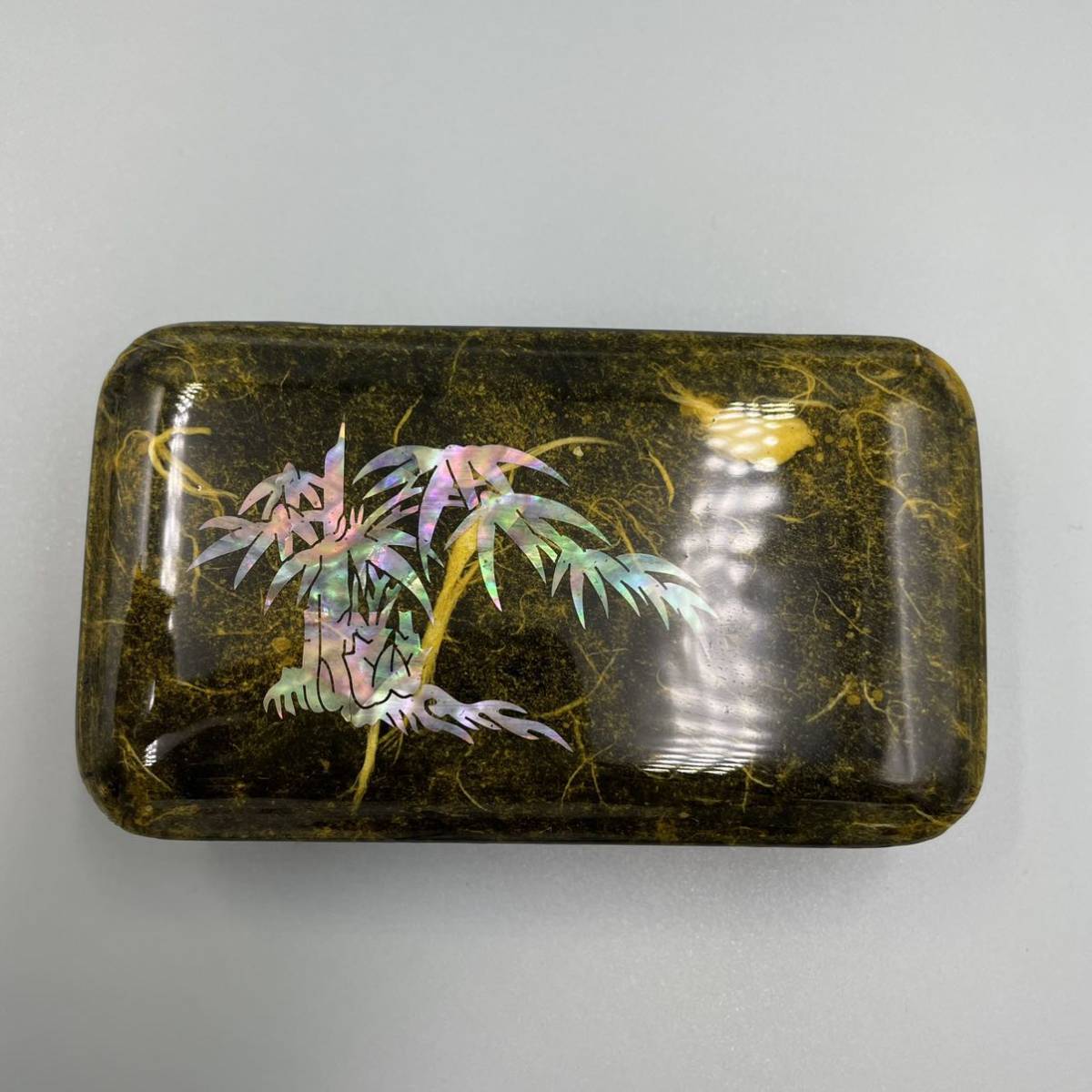 希少 螺鈿細工 香合 木製 青貝入香合 竹図 茶道具 茶道具 共箱 - 2026年