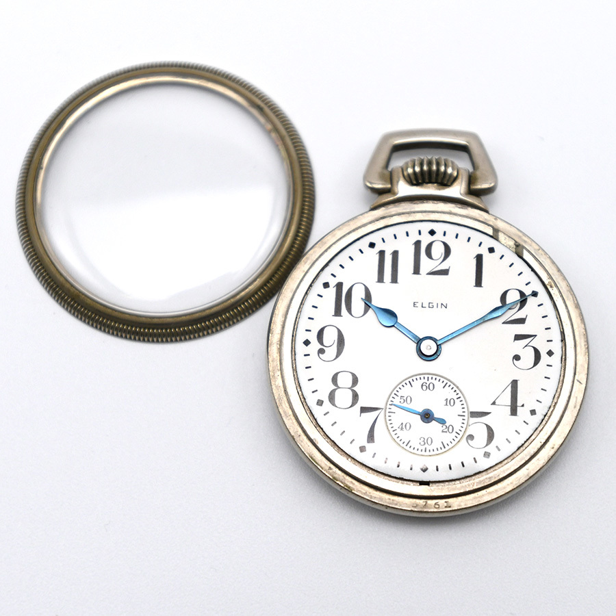 ELGIN エルジン 手巻 懐中時計 スモセコ 蓋スクリュー式 作動ジャンク 