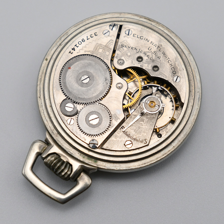 ELGIN エルジン 手巻 懐中時計 スモセコ 蓋スクリュー式 作動ジャンク 