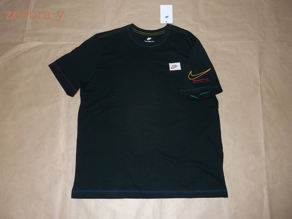 Lサイズ カラフル ステッチ L S/S TOPS 黒 青 緑 赤 新品 NIKE TEE T 