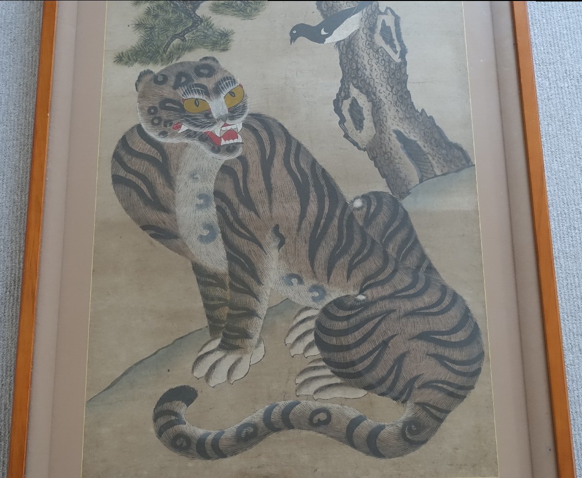 李朝 虎図 朝鮮民画 肉筆 朝鮮美術 韓国美術 】(花鳥、鳥獣)｜売買され 
