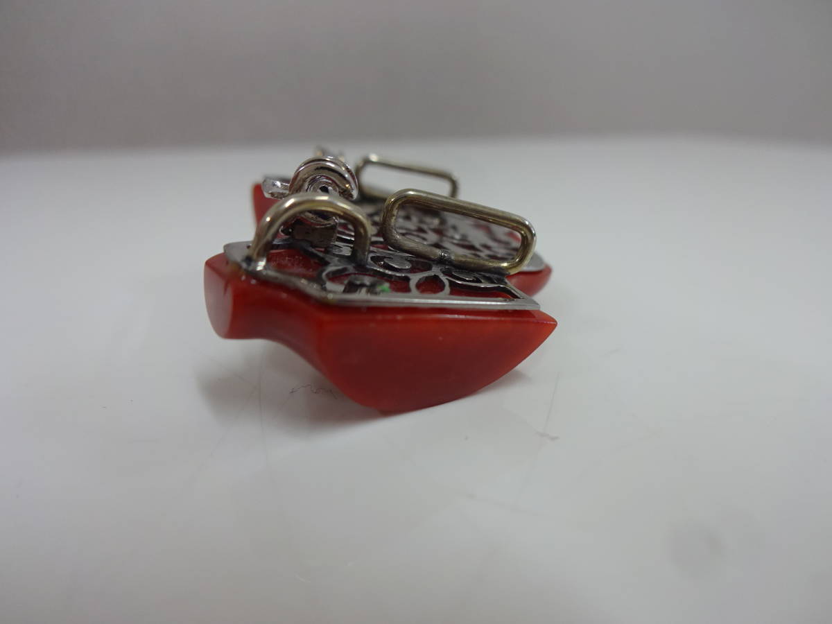1円 血赤珊瑚 帯留め/ブローチ 約3㎝-5㎝ 17.5g(帯留め)｜売買された 