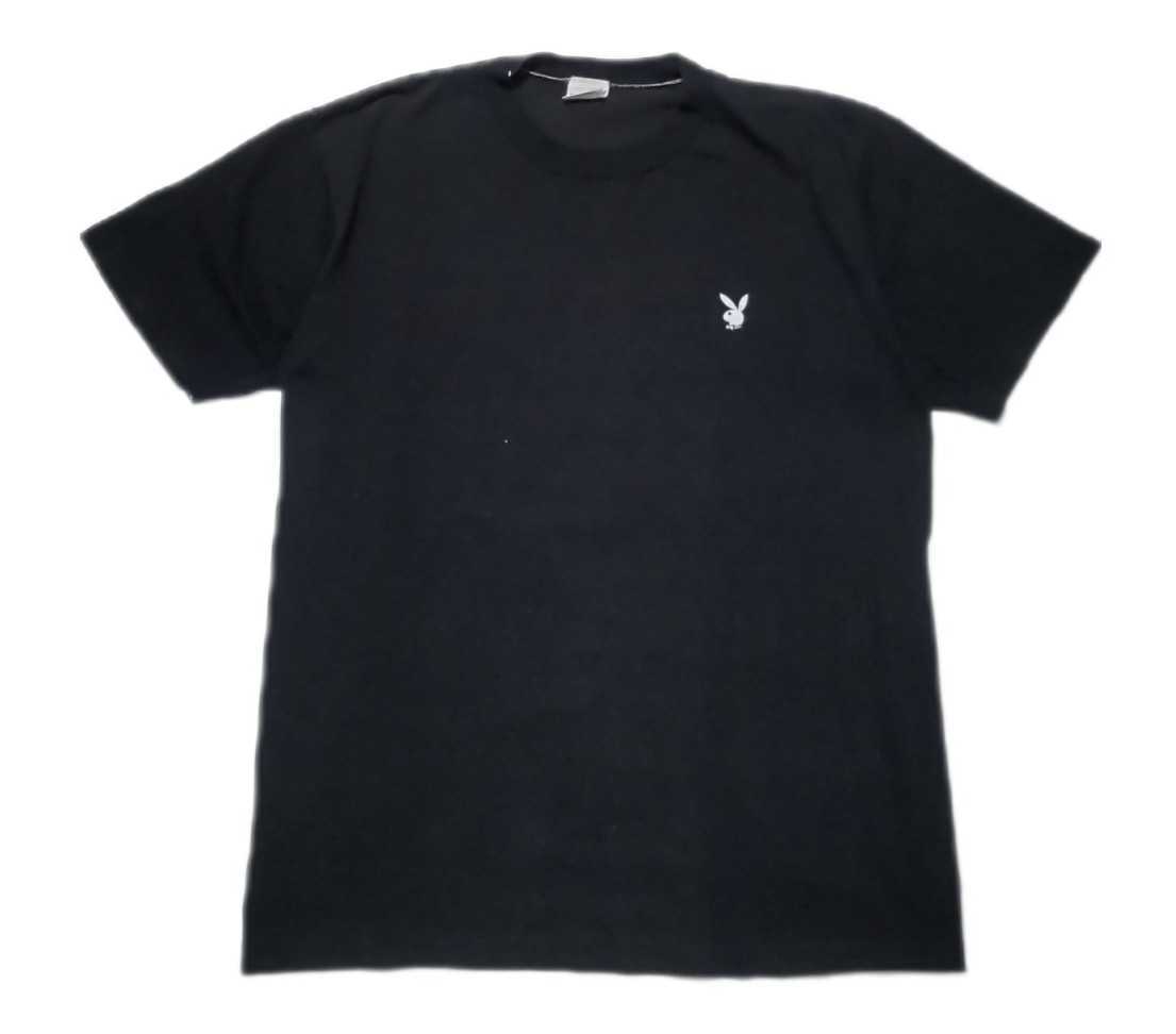 Vintage PLAYBOY ビンテージ プレイボーイ 半袖Tシャツ USA製 ブラック 黒 L 80s