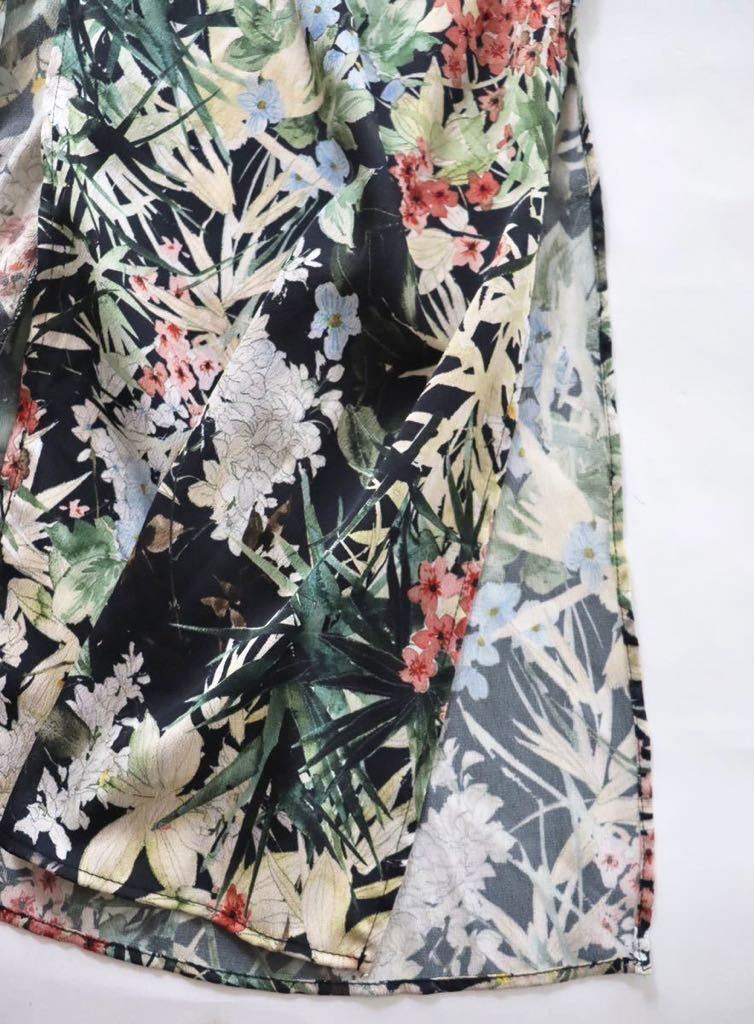 ZARA ザラ 華やか 花柄 ロング ワンピース ウエストリボンベルト 