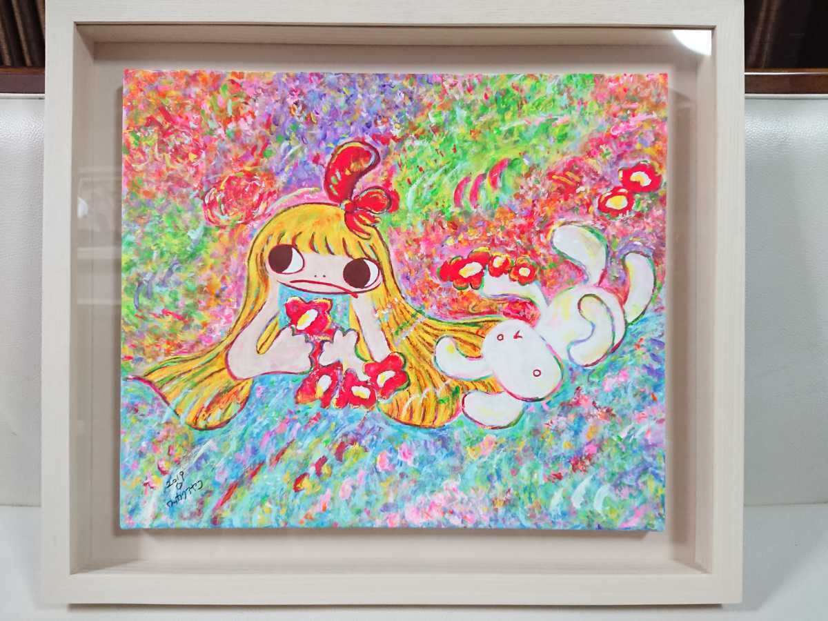模写 Untitled AYAKO ROKKAKU ロッカクアヤコ 額装 F8 キャンバス 肉筆