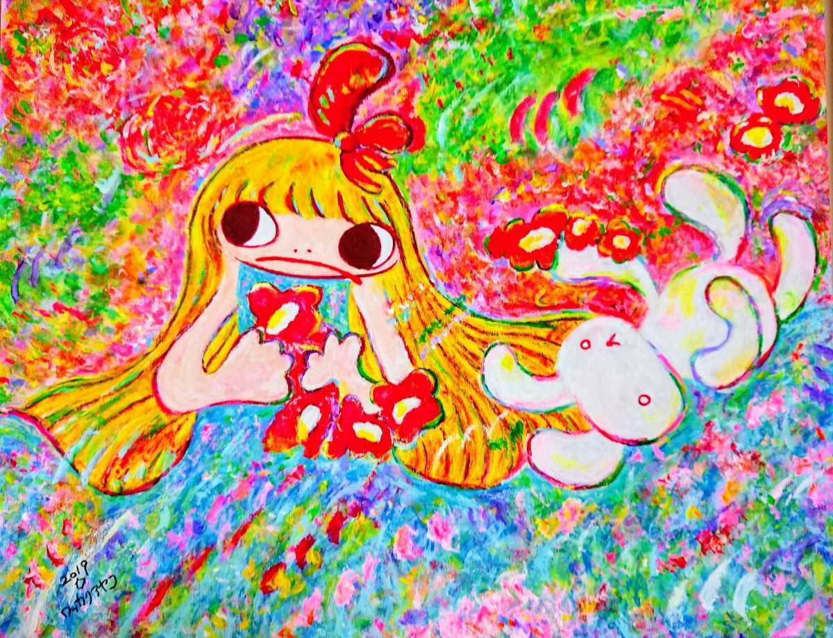 模写 Untitled AYAKO ROKKAKU ロッカクアヤコ 額装 F8 キャンバス 肉筆