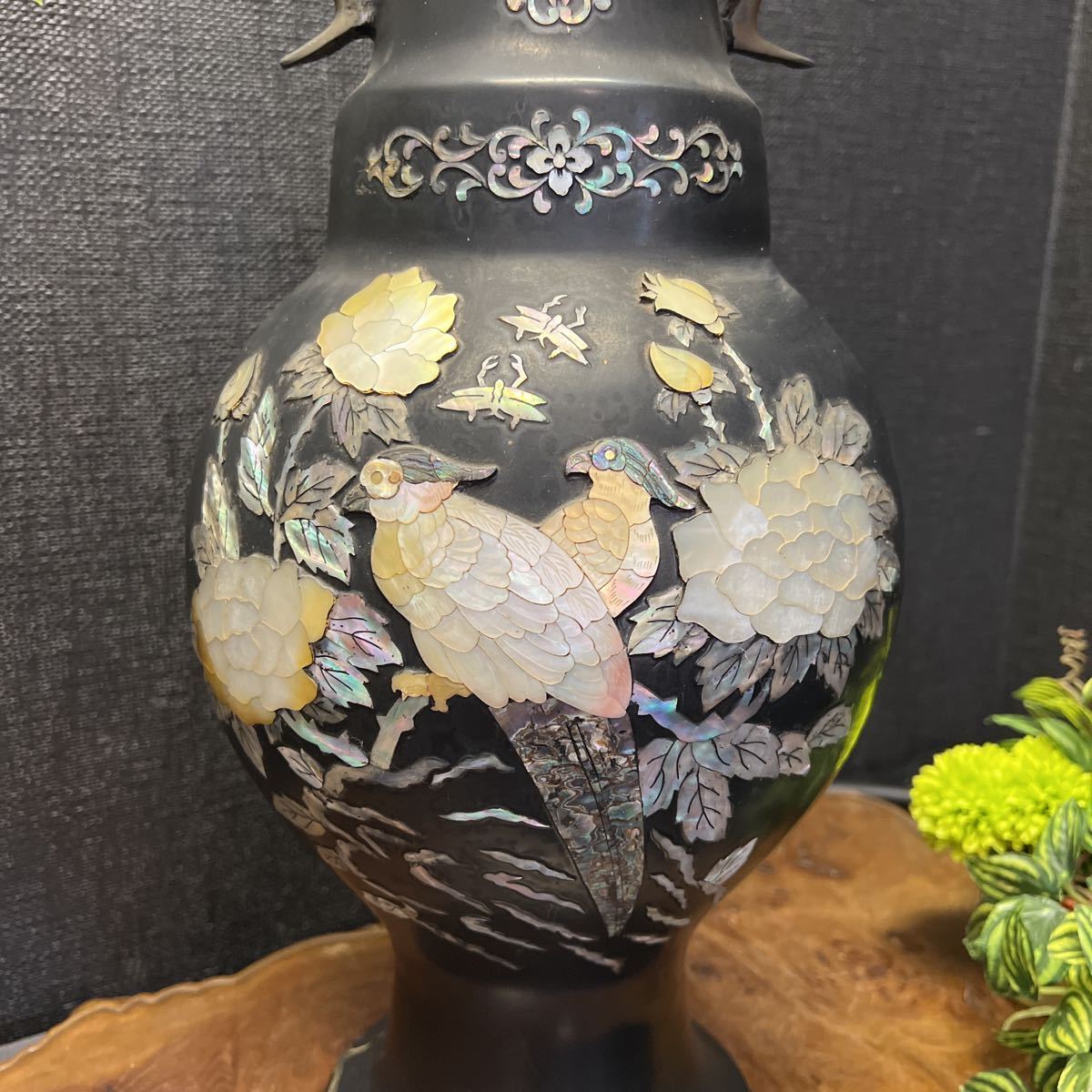 螺鈿細工　朝鮮　壺　花瓶　工芸品　アンティーク 螺鈿細工 朝鮮 壺 花瓶 工芸品 アンティーク 螺鈿細工朝鮮壺花瓶工芸品