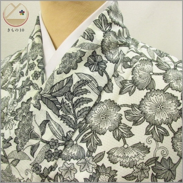 【人気定番，人気】 着物10 1円 化繊 小紋 絽 夏物 花唐草 単衣 身丈165cm 裄66cm 同梱可(仕立て上がり)｜売買されたオークション情報、yahooの商品情報をアーカイブ公開 - オークファン 仕立て上がり
