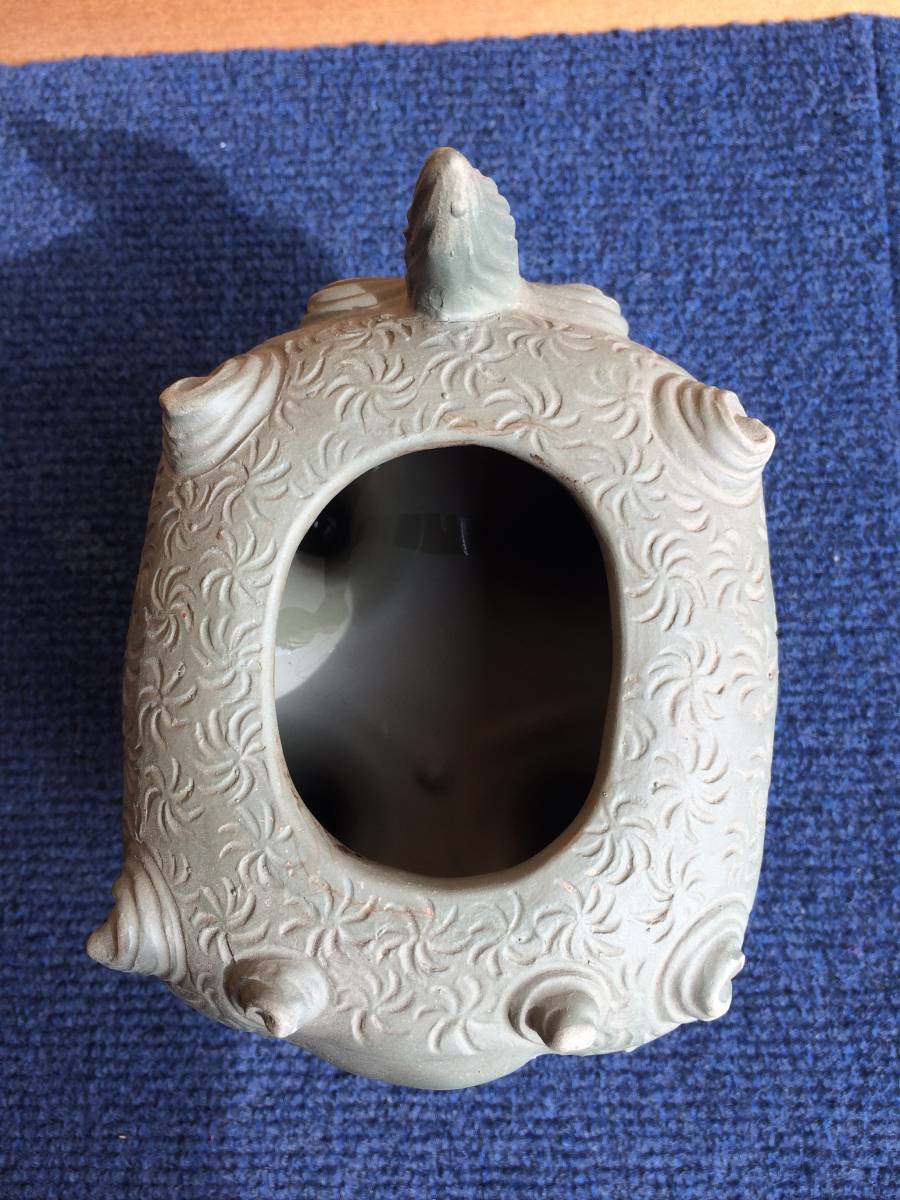 青備前 獅子牡丹香炉 備前焼三名工 西村春湖 作 伊部 備前