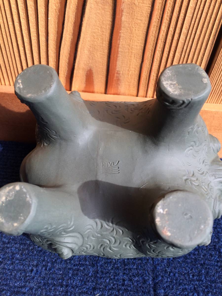 青備前 獅子牡丹香炉 備前焼三名工 西村春湖 作 伊部 備前