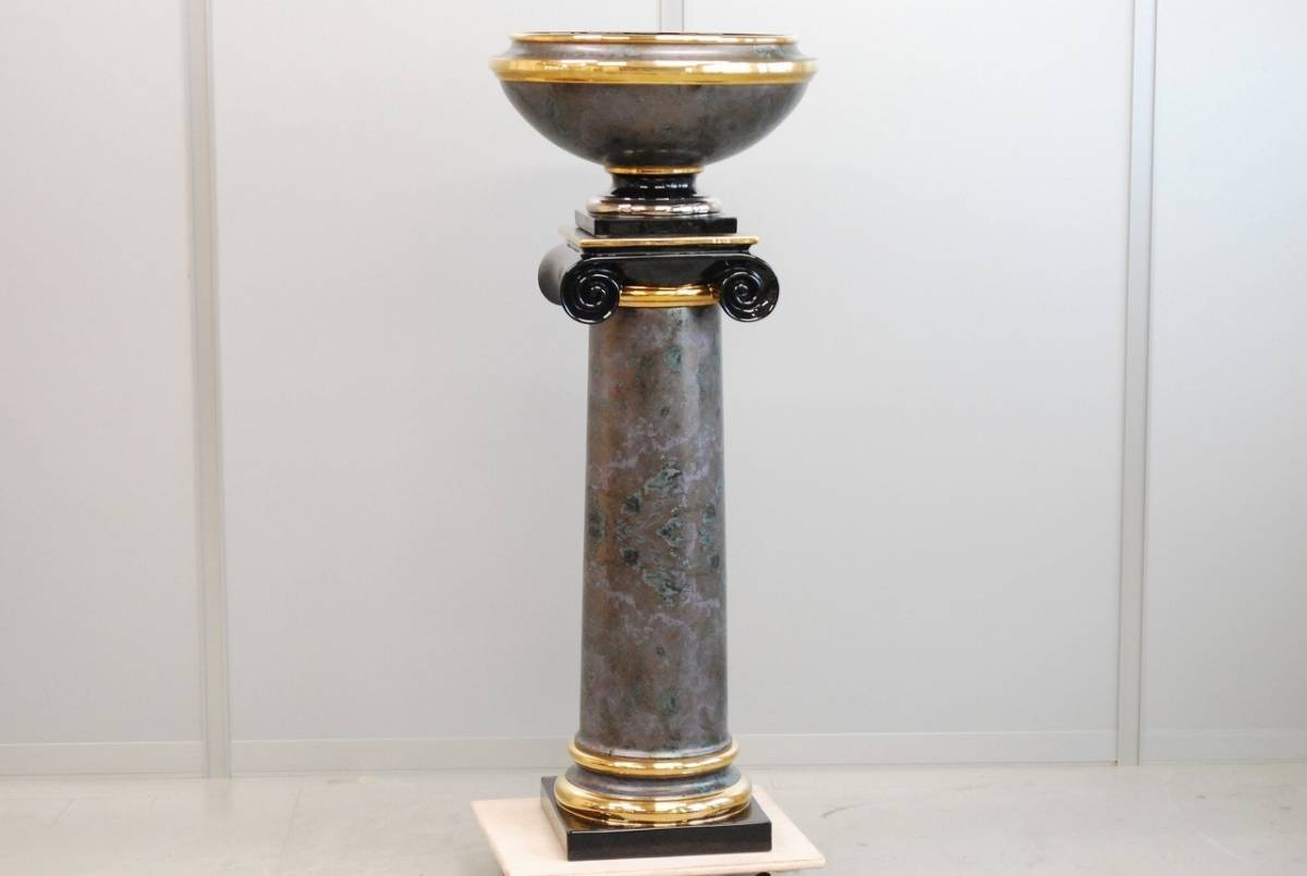 イタリア製　コラム(円柱)花台 Valle d'Oro Patchi イタリア製 花台 コラム柱 鉢 飾台 ローマスタンド