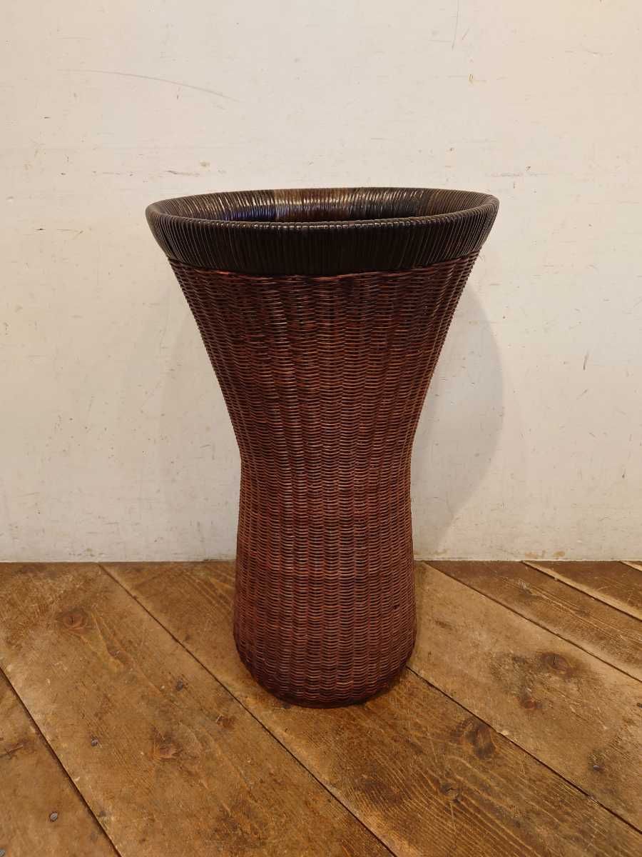 希少 山川ラタン G-1230 剣持勇デザイン ゴミ箱 ジャパニーズモダン 希少色】Yamakawa Rattan ヤマカワラタン 剣持勇デザイン ビンテージ