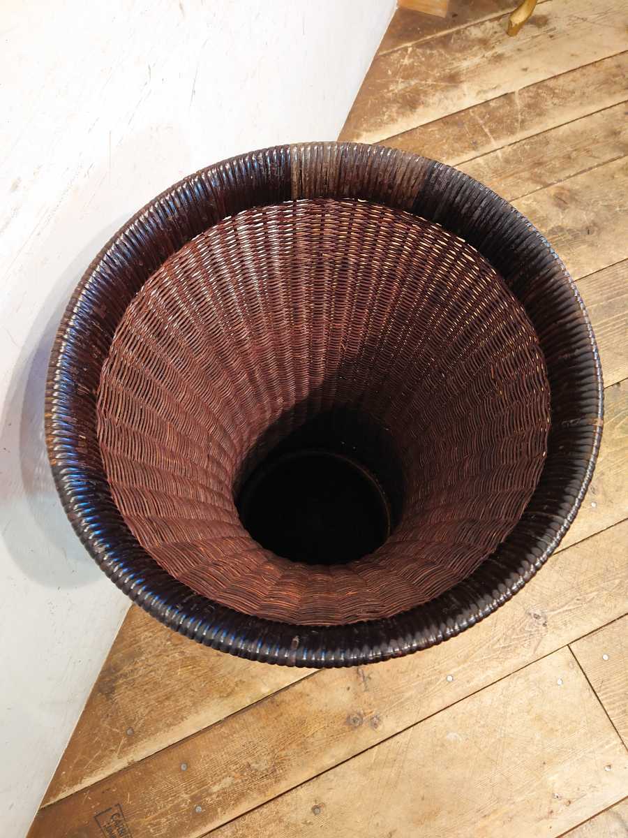 ヤマカワラタン　山川ラタン ダストボックス　剣持勇 希少色】Yamakawa Rattan ヤマカワラタン 剣持勇デザイン ビンテージ