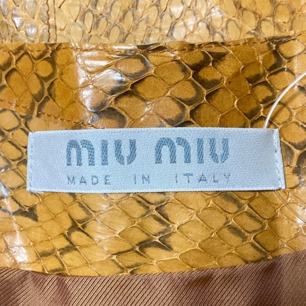 ミュウミュウ miumiu ロングスカート サイズ42 M - ダークイエロー×ダークグレー レディース パイソン ボトムス MIU ミュウミュウ スカート ボトムス(レディース ダークイエロー ミュウ