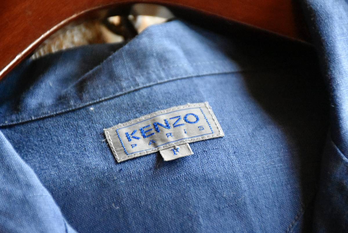 希少 美品 90s 日本製 KENZO PARIS ケンゾー リネン 麻 ネイビー 