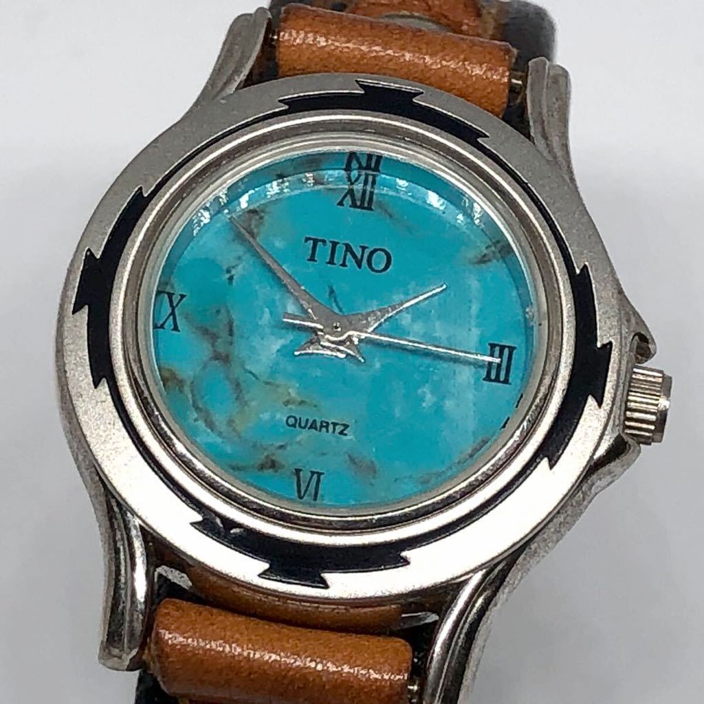 即決⁄送料無料TINO ターコイズ文字盤 ネイティブレザーバングル
