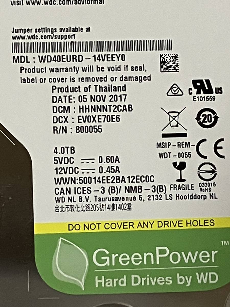 Western Digital 4TB WD40EURD 中古 AVコマンド 【公式通販】