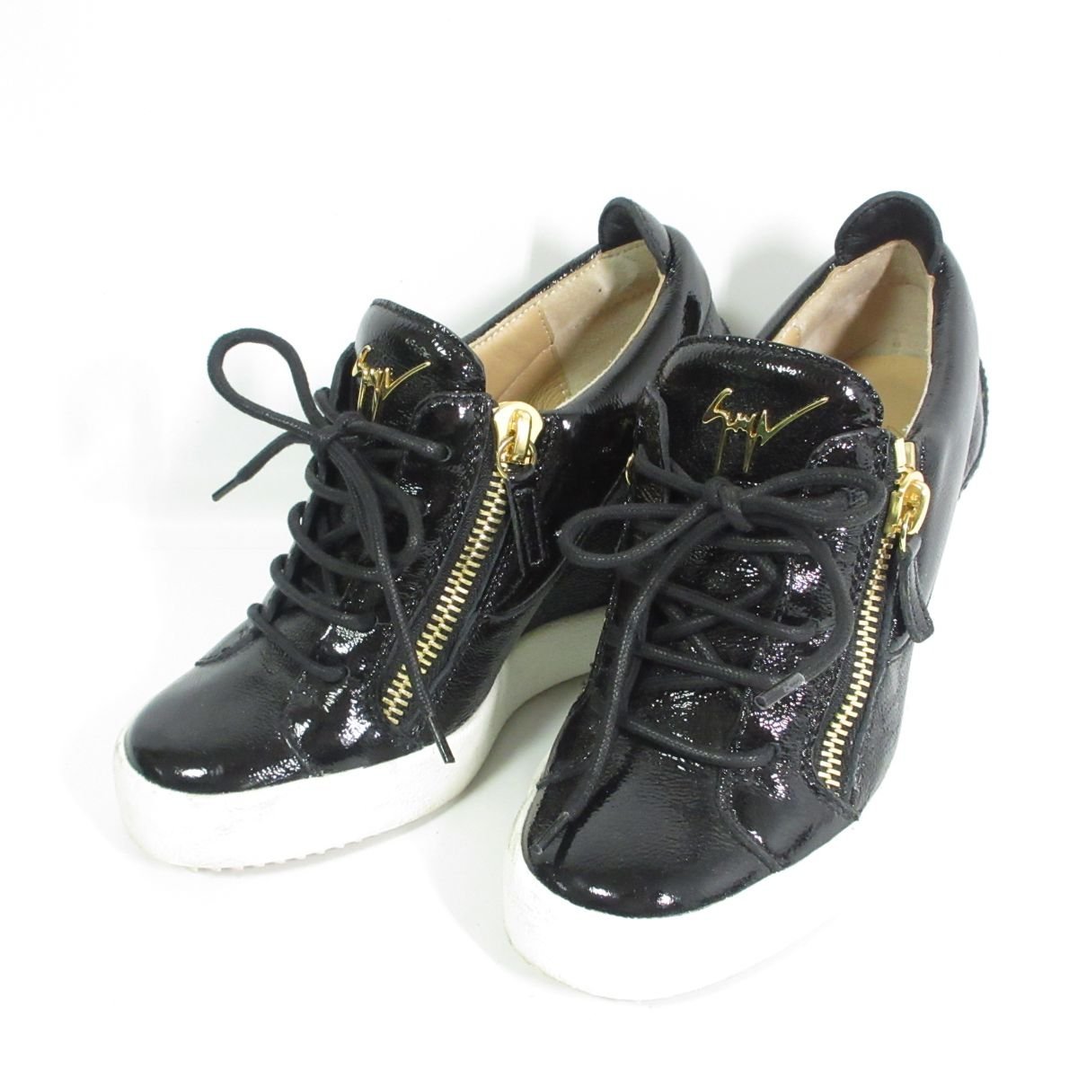 美品 GIUSEPPE ZANOTTI ジュゼッペザノッティ エナメル レースアップ 