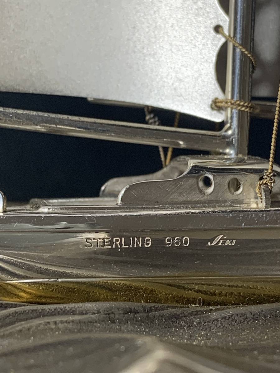 ヨット STERLING 帆船 0 ガラスケース付 銀製 関武比古 作銀製 刻印有