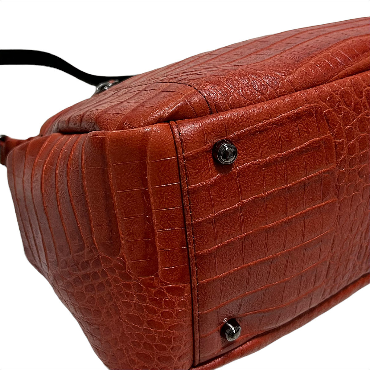 新品1スタ カイマン クロコダイル ショルダーバッグ ブラウン genuine  