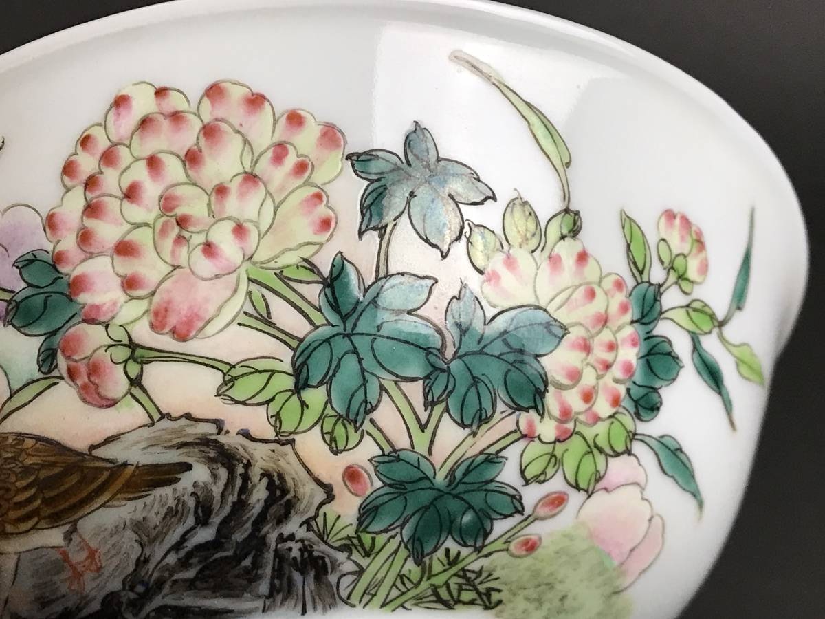 粉彩花鳥文碗 清時代 唐物 中国古美術(清)｜売買され
